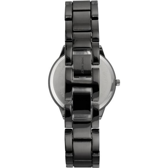 Nine West Gunmetal Bracelet Watch Black Dial Purple Hands Adjustable Womens - Picture 3 of 5